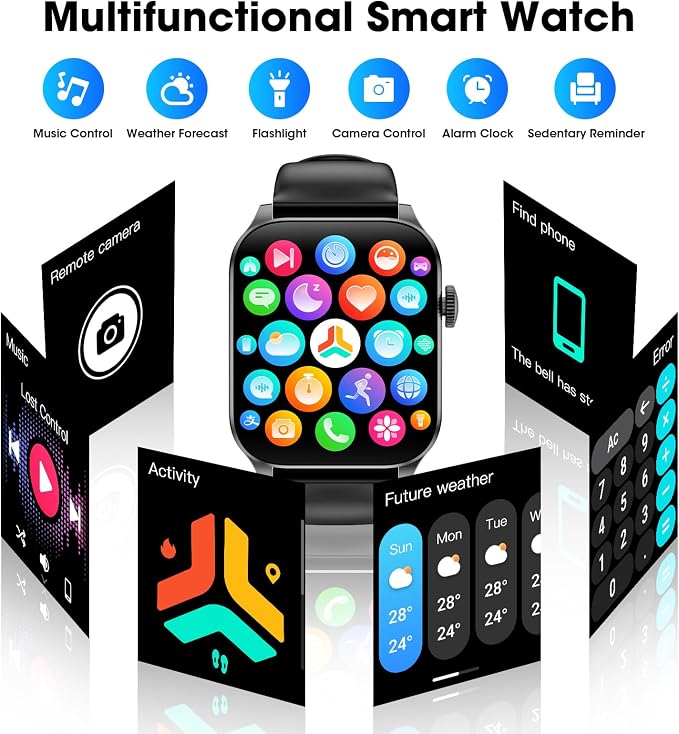 Smart Watches for Men Women, 1.91" HD Curve Screen Smartwatch (Answer/Make Call), Activity Fitness Tracker with Heart Rate Sleep Monitor Pedometer, 100+ Sport Modes, Smart Watch for Android iPhone