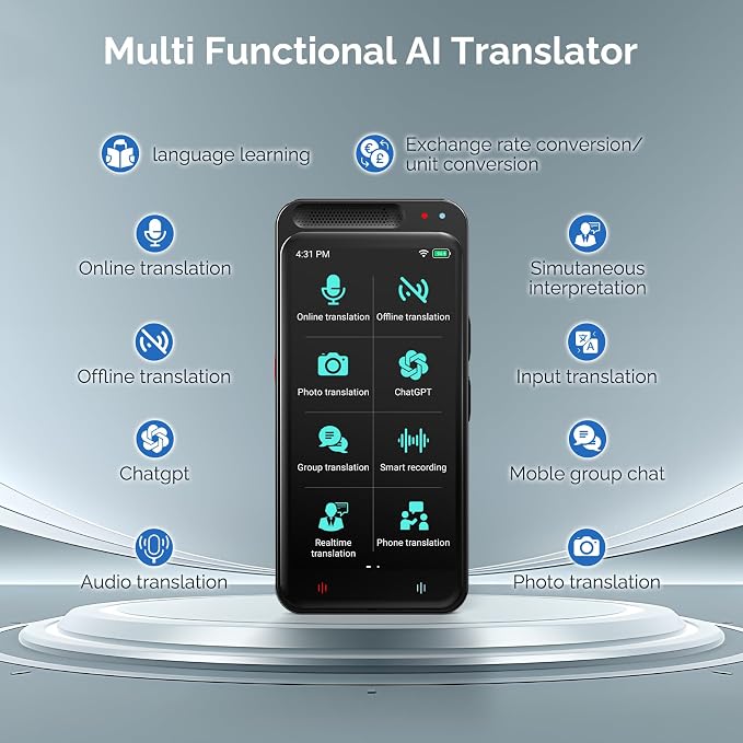 Language Translator Device No WiFi Needed, Two-Way Real Time Translator Device Upgraded ChatGPT, 150+ Languages Instant Translator, Offline&Text&Photo&Voice Translation for Travel Business Learning