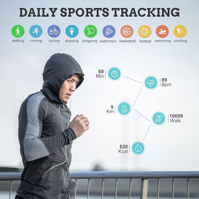 Men Smart Watch for Android iOS, Bluetooth Calls Voice Chat with Heart Rate/Sleep Monitor Fitness Tracker, 1.3" Full Touch Screen IP67 Waterproof Stainless Steel Activity Tracker for Men