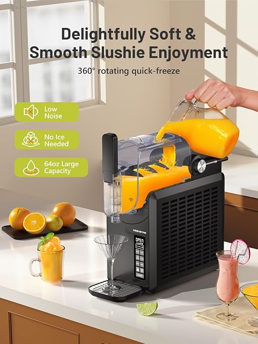 KEENSTAR Slushie Machine, 88oz Slushy Machine for Home with Self-Cleaning, Professional Frozen Drink Maker, No Ice Needed, 5 Preset Programs for Frozen Margaritas, Frappés, Milkshake & More