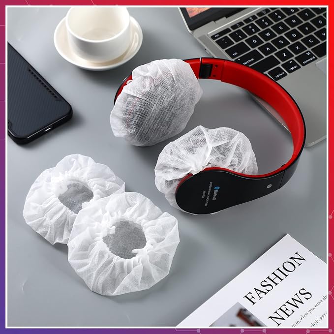 Hoteam 500 Pcs Disposable Headphone Covers, Non-Woven Sanitary Headphone Hygiene Covers for Over-Ear Headphones (8-11cm), Ideal for Gyms, Salons, Call Centers & Shared Headsets, White