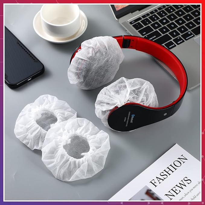 Hoteam 1000 Pcs Disposable Headphone Covers, Non-Woven Sanitary Headphone Hygiene Covers for Over-Ear Headphones (8-11cm), Ideal for Gyms, Salons, Call Centers & Shared Headsets, White