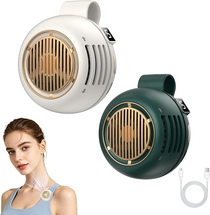 Ultra Light Mini Clip-On Fan, Quiet Operation Personal Fan with 360° Rotation and LED Speed Display, 5 Wind Speeds for Stroller, Travel, Office and Daily Use 1White&1Green