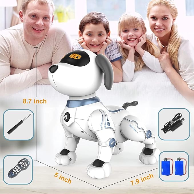 okk Robot Dog for Kids, Remote Control Programmable Robot Toy Dog, Smart Dancing Walking Puppy, Interactive Voice Control Toys, Electronic Pets Gift for Boys Girls