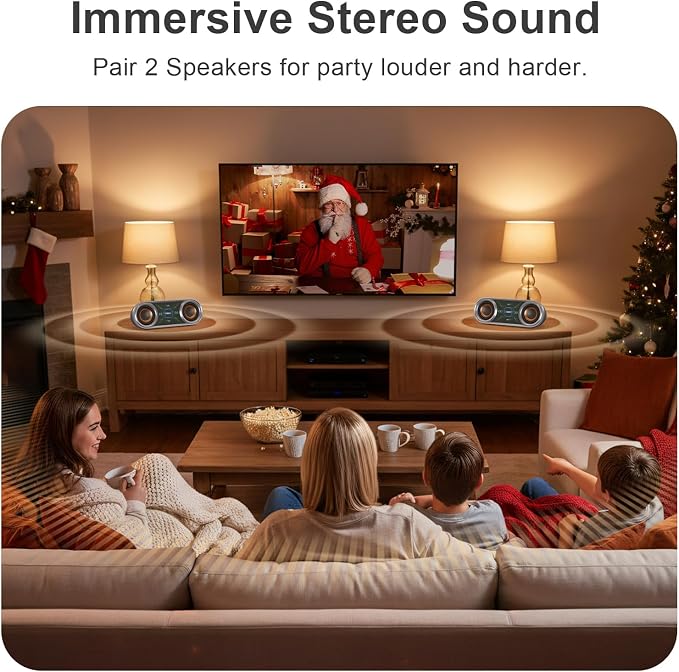 DOSS SoundBox Pro+ P400 Bluetooth Speaker, 50W Stereo Sound with Extra Bass, 26H Playtime, Cool Phantom Mirror Lights, IPX5 Waterproof for Outdoor, Home, Party, and Electronic Gadgets-Pink