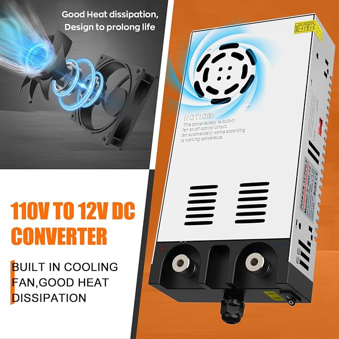 IMAYCC 12V Power Supply for Diesel Heater,120v to 12v DC Converter for Diesel Heater, AC to DC Power Converter 30A 360W