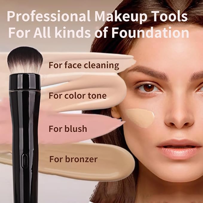Electric Rotating Makeup Brush Set - Professional 360° Spinning Foundation Blending Tool with 5 Replaceable Brush Heads, 2 Speeds & USB Rechargeable - Ideal Beauty Gift for Women
