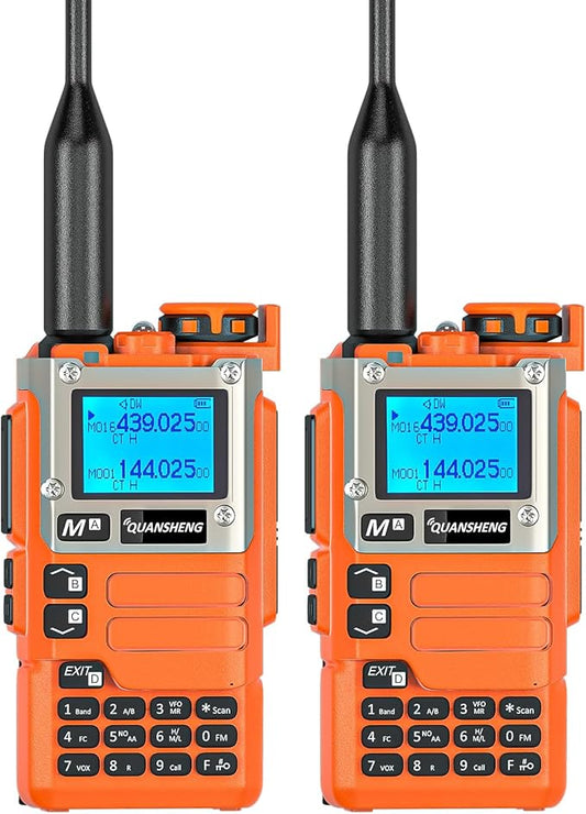 2 Pack QUANSHENG UV-K5(8) Two Way Radio Long Range UV-K6 Walkie Talkie NOAA Weather Forecast DTMF Hanheld Radio UV-K5 8 USB-C Charging Orange