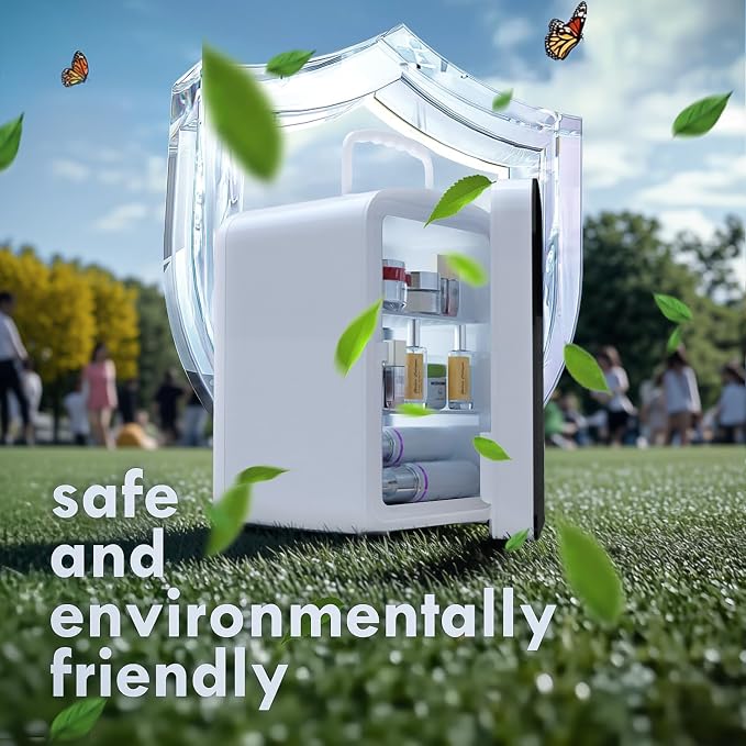 9L Mini Fridge for Bedroom - Car, College Dorm Room & Office Desk 12v Portable Cooler Warmer Skincare, Beauty Makeup, Drinks, Food AC/DC Small Refrigerator with Glass Front, 110 Volts, White