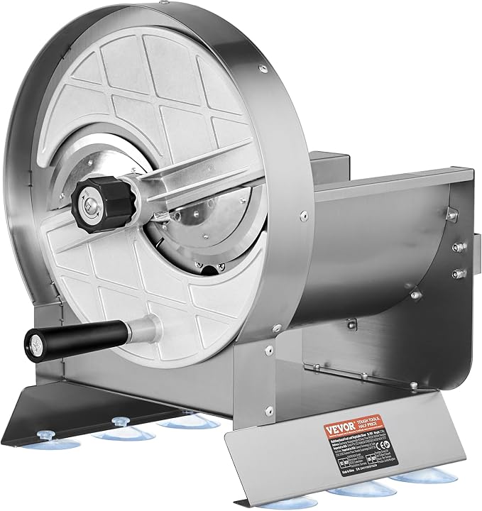 VEVOR Manual Vegetable Fruit Slicer, 0-0.5"/0-12mm Thickness Adjustable Commercial Slicer Machine, Stainless Steel Food Cutter Slicing Machine with 2 Spare Blades, for Potato, Cucumber, Lemon, Tomato