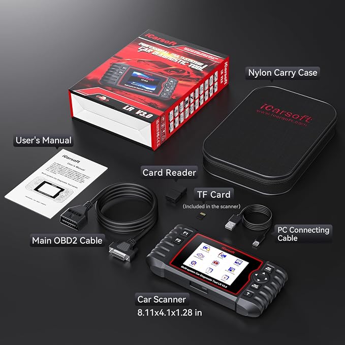 iCarsoft LR V3.0 2026 Ver Bidirectional OBD2 Scanner for Most Land Rover/Jaguar from 1996-2023 Full Systems Diagnostic Scan Tool 37 Service/118 Graphic Data Engine Transmission ABS Car Code Reader