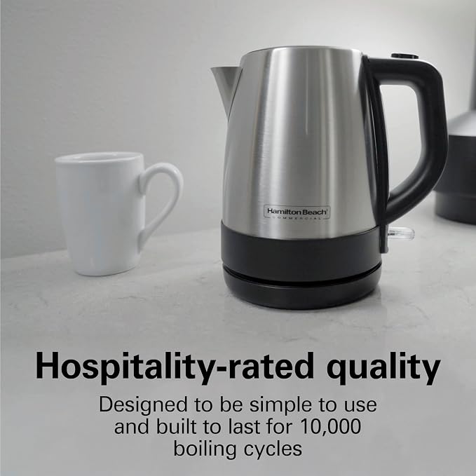 Hamilton Beach Commercial HKE110 1 Liter Hot Water Tea Kettle, Hospitality Rated, Stainless Steel