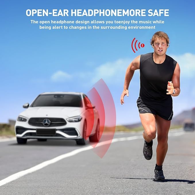 Swimming Headphones,IPX8 Underwater Swimming Headphone with LED Display,Bone Conduction Swim Headphone Built-in 32G Memory MP3 Player,Open Ear Earphones for Running Cycling