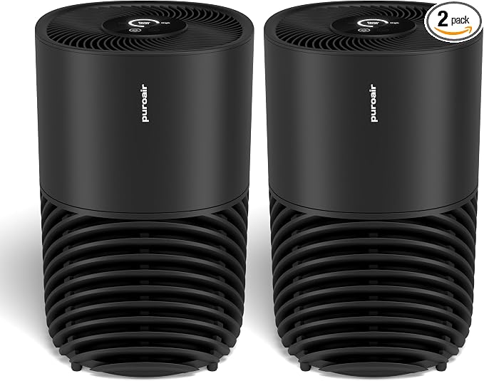 PuroAir 130i Smart Air Purifiers for Home Pets Allergies - HEPA + CarbonTech Filter up to 500X Stronger - Cleans Air Fast - Quiet Sleep Mode, Small Room Air Purifiers for Bedroom, Baby, Office (2PK)