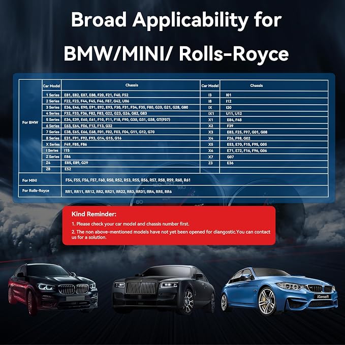 iCarsoft BMM V3.0(New Ver) Diagnostic Scan Tool for BMW OBD2 Scanner, All System Bi-Directional Tests/ECU Coding Code Reader, All Resets/Battery Registration- for BMW Mini Rolls-Royce-Free Update
