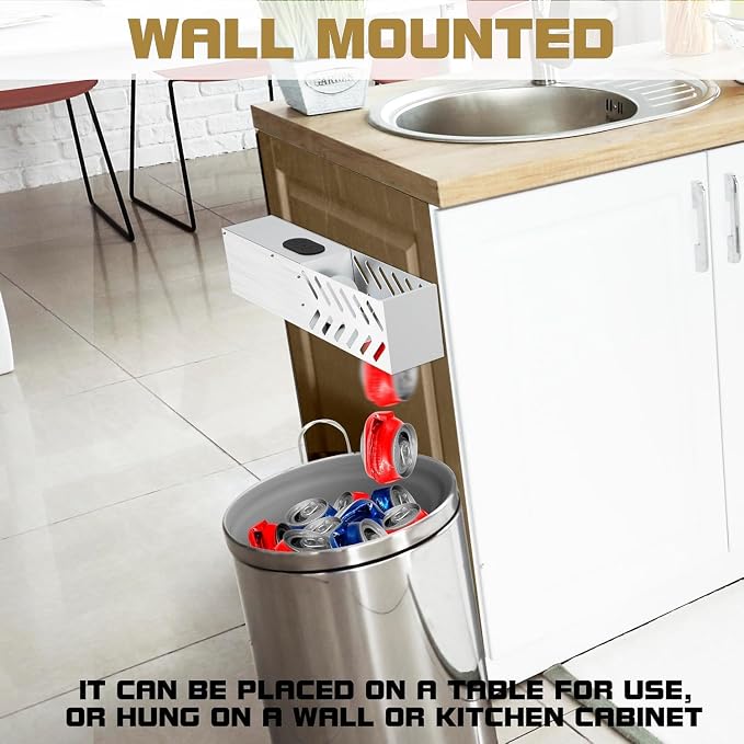 Electric Can Crusher Wall Mounted, Automatic Can Crushers for Recycling 8oz, 12oz & 16oz Cans, Fill 1 can at a Time, for Recycling Aluminum Seltzer, Cola, Beer Cans, Iced Tea