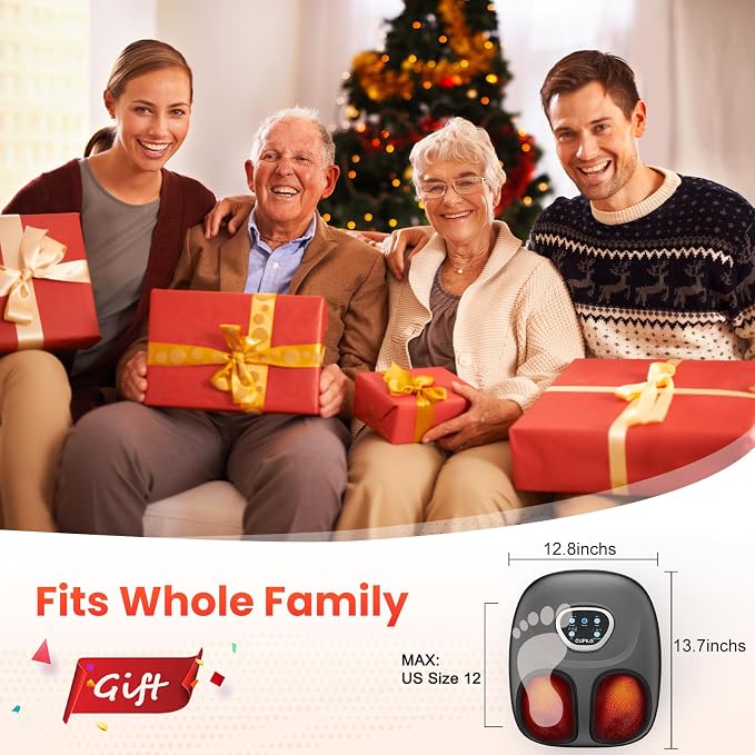 CuPiLo Foot Massager with Heat, FSA Eligible HSA Shiatsu Foot Massager Machine for Plantar Fasciitis, Adjustable Vibration & Pressure for Neuropathy Pain, Women Men Gifts, Fits Up to 12"(Gray)