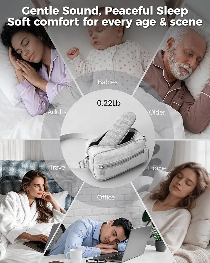 Pillow Speaker for Sleeping with Dual Speakers, Wireless Bluetooth Under-Pillow Sleep Sound Machine, Built-in 16 White Noise, 15-Hour Battery Life, Auto-Off Timer, Rechargeable, for Adults Kids