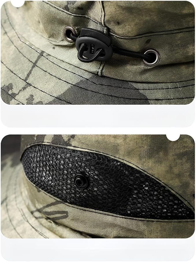 Outdoor Portable Summer Sun hat Fan with 2 Solar Fans, New Fisherman hat Fan,Powered by Solar/USB Batteries. Green