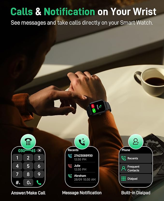 Hingso Smart Watch for Women Men, 1.85" Fitness Tracker for Android/iPhone | Bluetooth Call & Text Alert, Alexa Built-in, 24/7 Heart Rate/SpO2/Sleep/Cycles Monitor, 120+ Sports, IP68 Waterproof, 2 Bands
