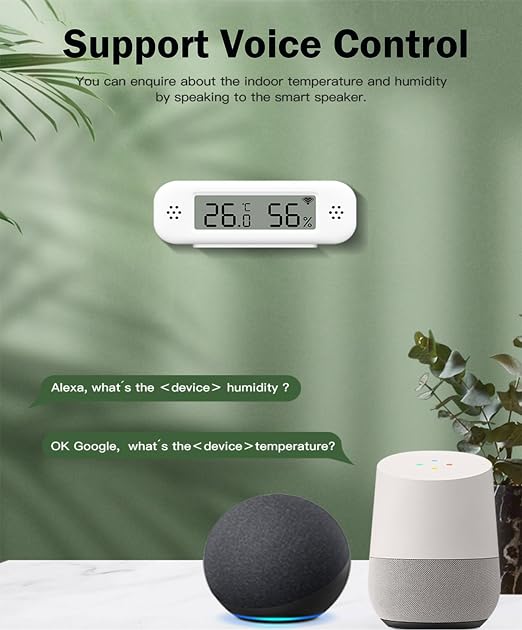 WiFi Thermometer Hygrometer Indoor: Smart Temperature Sensor, Digital Temperature Humidity Monitor with Smart App & Data Recording, Compatible with Alexa, for Bedroom Greenhouse Cellar (1 Pack)