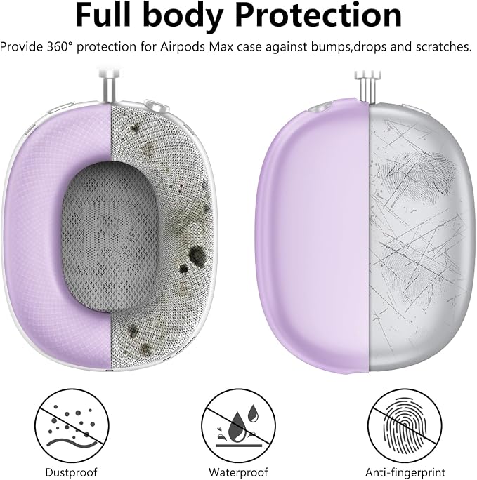 Silicone Case Cover for AirPods Max Headphones, Ear Pad Case Cover/Ear Cups Cover/Headband Cover for AirPods Max 2/1 (2026/2024/2020)(USB-C/Lightning), Accessories for Apple AirPod Max 2, Foggy Purple