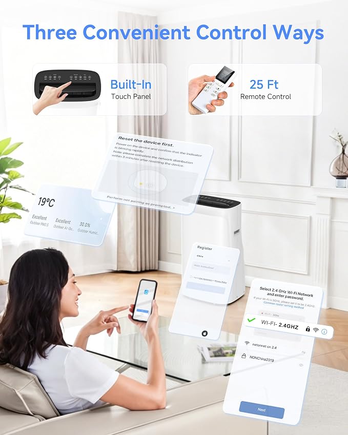 Portable Air Conditioners 16000 BTU, AC Unit Portable with Dehumidifier & Heating, Quiet Portable AC for Bedroom, Window Vent Kit for Home Office, Inverter Air Conditioner Portable Cools 800 Sq.Ft