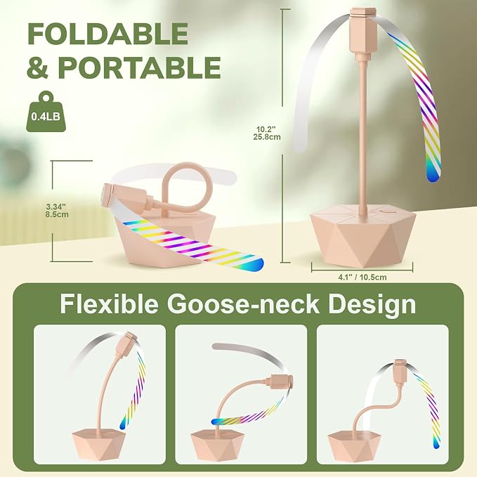 Grete Gotye Portable Battery Powered Fly Fans for Tables Up to 15 Hours Working Time, 6-Pack Indoor Outdoor Food Fan with Flexible Goose-Neck Blades for Home Restaurant Party Picnic Patio BBQ, Pink
