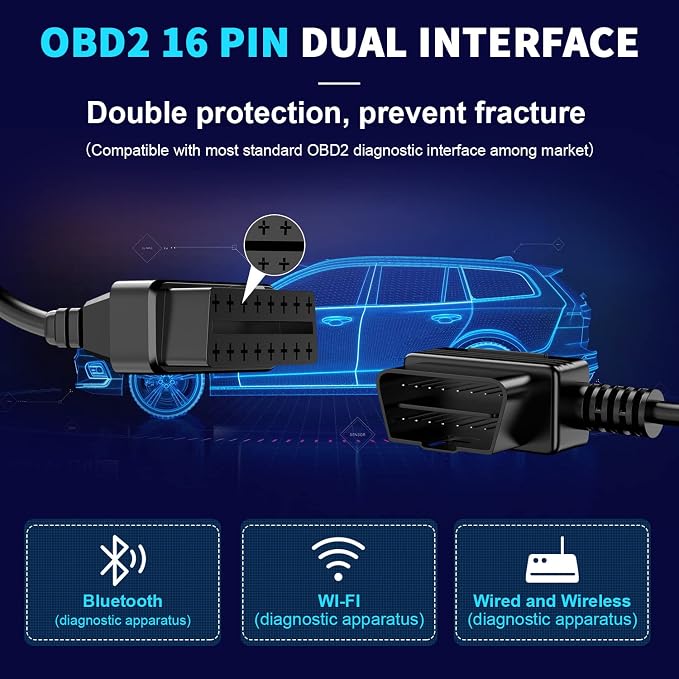 FOXWELL Car Scanner NT604 Elite OBD2 Scanner and FOXWELL OBD2 OBD II 16Pin Diagnostic Extension Convert Cable 65cm/25.59”
