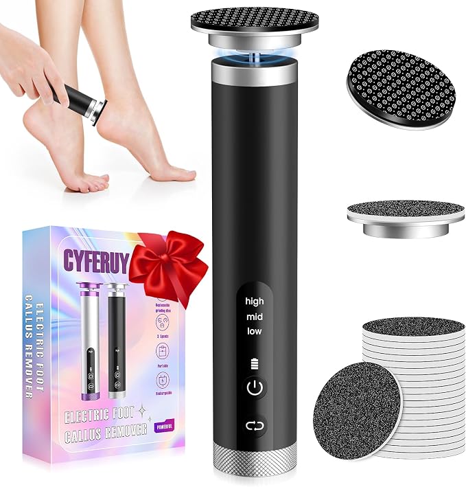 2PCS Electric Foot Callus Remover with Nano-Glass Head(Purple)+(Black)