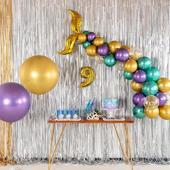 Restaurantware-Balloonify Mermaid Balloon Arch Kit, 1 Party Decoration Kit - 42 Balloons, With Chain, Latex Mermaid Tail Balloon Arch Kit, Includes Glue Dots