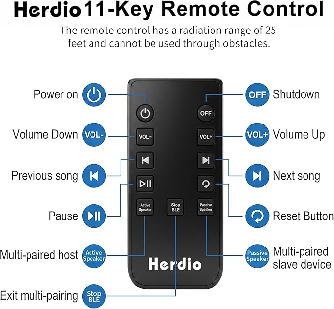 Herdio 3.5" 200W Outdoor Bluetooth Speakers, IP44 Waterproof Rating and Be Able to Wireless Multi-Connection Up to 20 Units for Patio/Porch/Balcony (Black, 2-Pack)