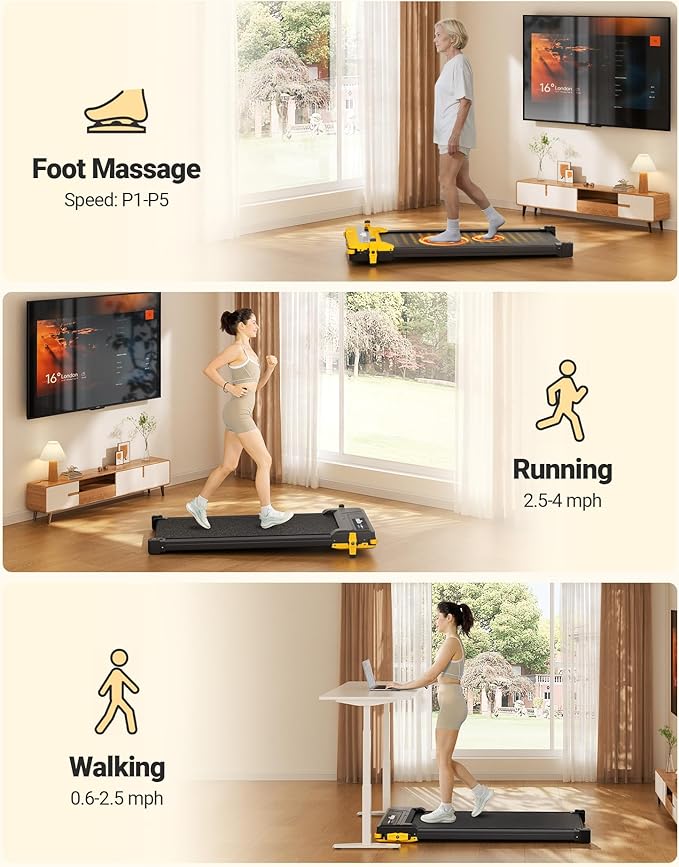 THERUN Dual-Sided Walking Pad Treadmill with 5%/10% Incline, Easy-Flip 2-in-1 for Walking & Foot Massage, 330 LBS, Ultra-Quiet Under Desk Machine with Remote & LED Display for Home & Office Use