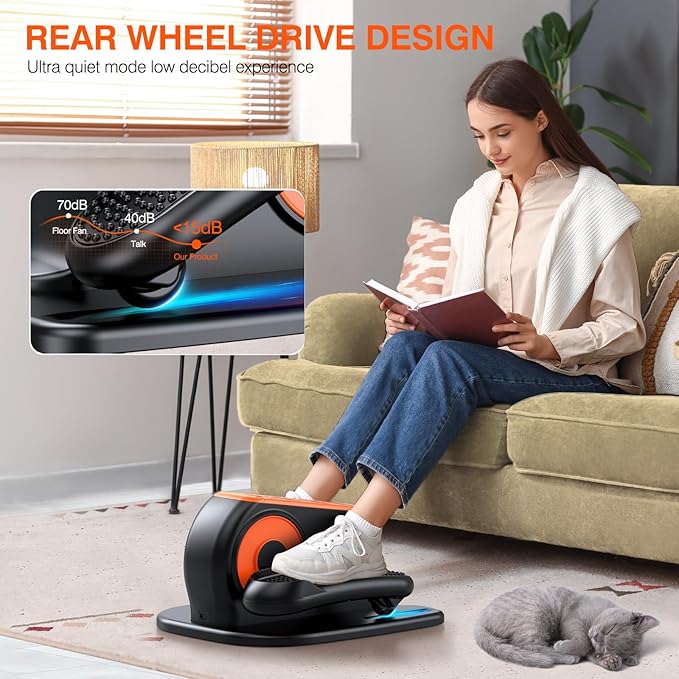 DUREXO Under Desk Elliptical Machine, Electric Leg Exerciser While Sitting for Seniors, Quiet Portable Elliptical Machine with 12 Adjustable Speeds, Seated Pedal Exerciser with Remote Control