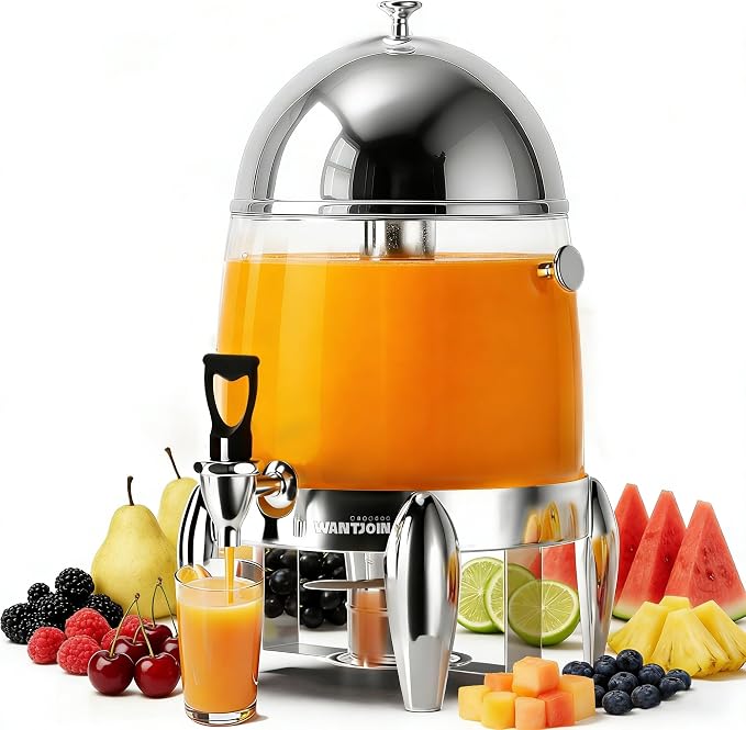 WantJoin Beverage Dispenser With Stand - 3.2 Gallon Drink Dispenser With Ice Core & Fuel Holder, Leakproof Spigot, Visible Container, Drink Dispenser For Cold & Hot Drink Parties Gathering Cafeteria