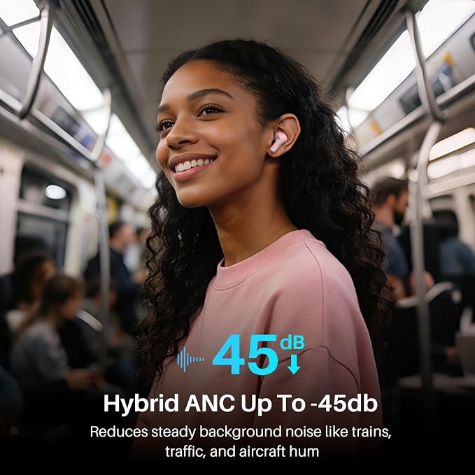 TOZO Hybrid Active Noise Cancelling Wireless Earbuds with 6 Mics AI Clear Call Ear Buds 68H Playtime with LED Display 32 Preset EQs via APP Bluetooth 5.3 IPX8 Waterproof in Ear Headphones
