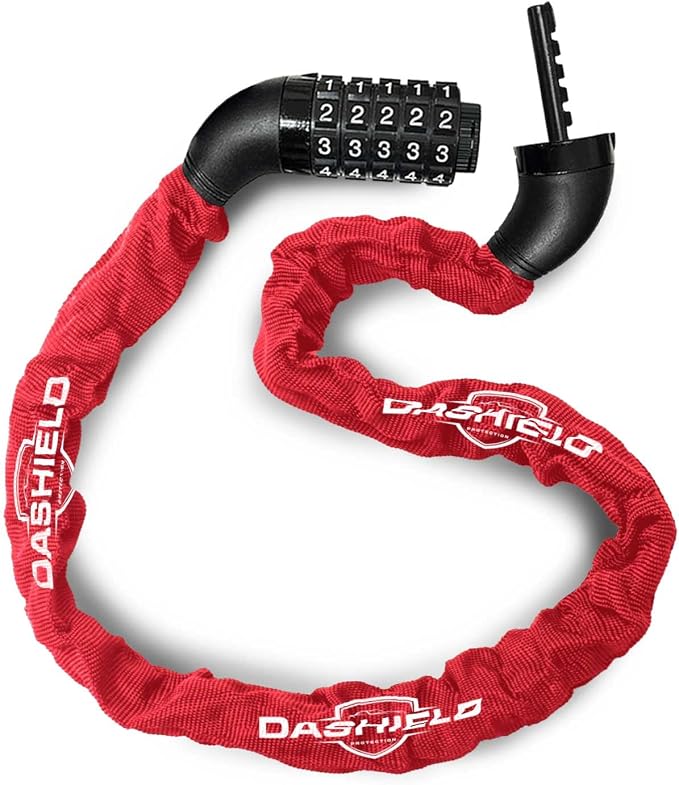 Bike Chain Lock Security 5 Digit Resettable Combination, 38.6 inches Heavy Duty Anti Theft Lock Chain for Bicycle, Motocycle, Scooter, Gate, Fence (Red, 3.2ft)