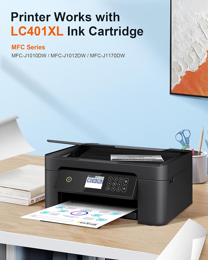 E-Z Ink Pro LC401XL LC401 MFC-J1010DW Ink Cartridges Compatible for Brother LC401XL LC 401XL to use with MFC-J1010DW MFC-J1170DW MFC-J1012DW MFC-J1800DW MFC J1010DW (Black Cyan Magenta Yellow, 4 Pack)
