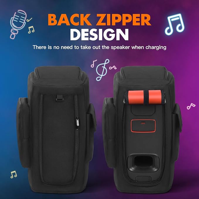 Speaker Cover Case Compatible with JBL PartyBox 120/PartyBox 110, Protective Dustproof Carrying Cover, Side Pockets for Microphone, for Outdoor Travel, Parties, Home Use, with Open Bottom