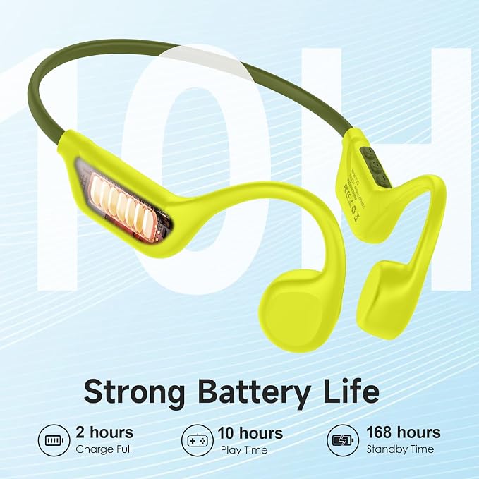 LOBKIN Bone Conduction Headphones Bluetooth 5.4, Open Ear Headphones with Mic, Wireless, 10H Playtime, IPX5 Waterproof Sports Headphones (Yellow)