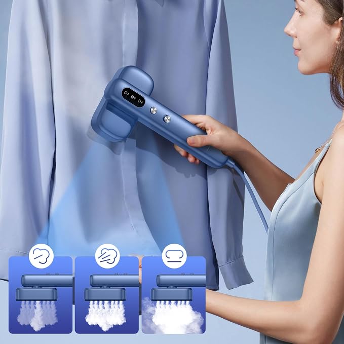 Global Travel Steamer for Clothes,(100V-230V) Dual Voltage Portable 2-in-1 Handheld Steamer & Iron, Travel Safer with Auto-Off- Suitcase Essential for Business Travel & Europe,Blue