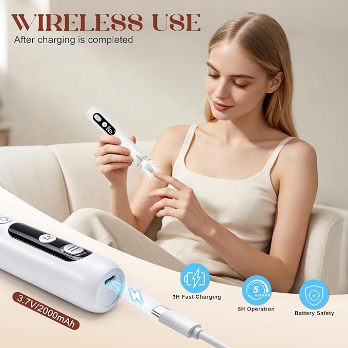 Cordless Electric Nail Drill,Professional Hand Feet Care Rechargeable File Kit,Gel Nail Polish Remover Machine with LED Display,Acrylic Gel Nail Polishing Removing (Silvery White Set)