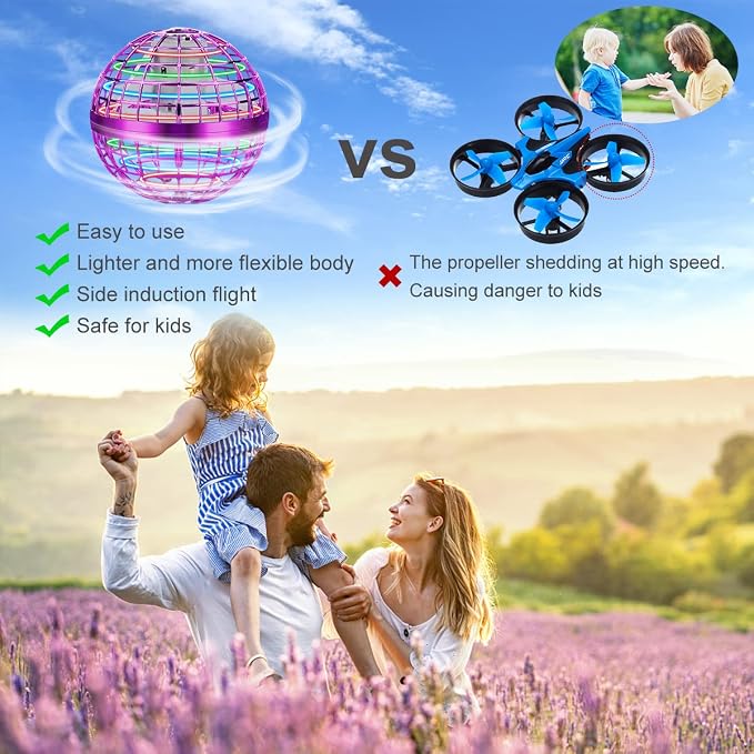2026 Flying Orb Ball Toy, Hover Ball Fly Fidget Spinner, Cool Toys Gifts for 6 7 8 9 10 11 12+ Years Old boy Girls Teens, Hand Mini Drone Cosmic Globe, Indoor Outdoor Toys Purple