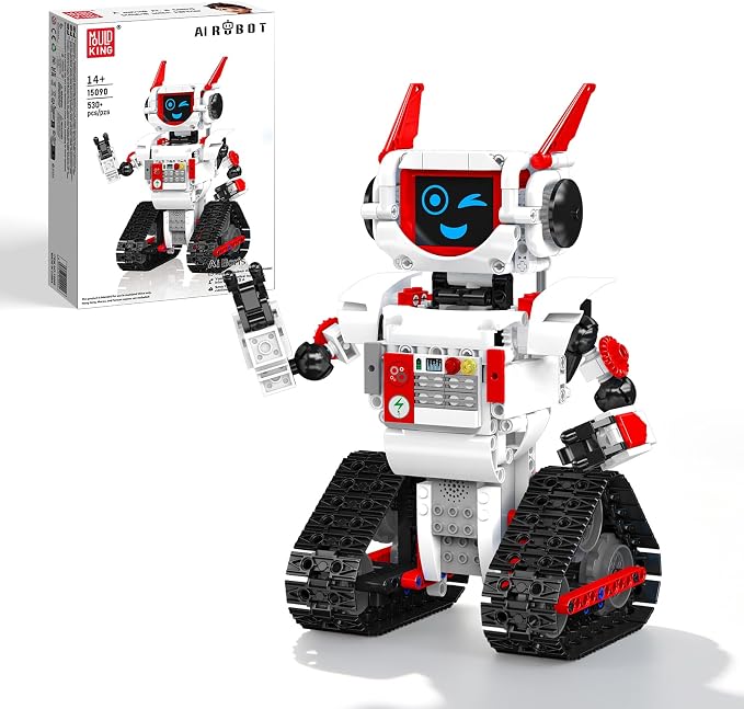 Mould King AI Robot Building Block Set, 530PCS Smart Interactive Robot with GPT Voice Control, Expressive LED Face, APP Control, STEM Educational Toy for Age 14+/Adults-Red