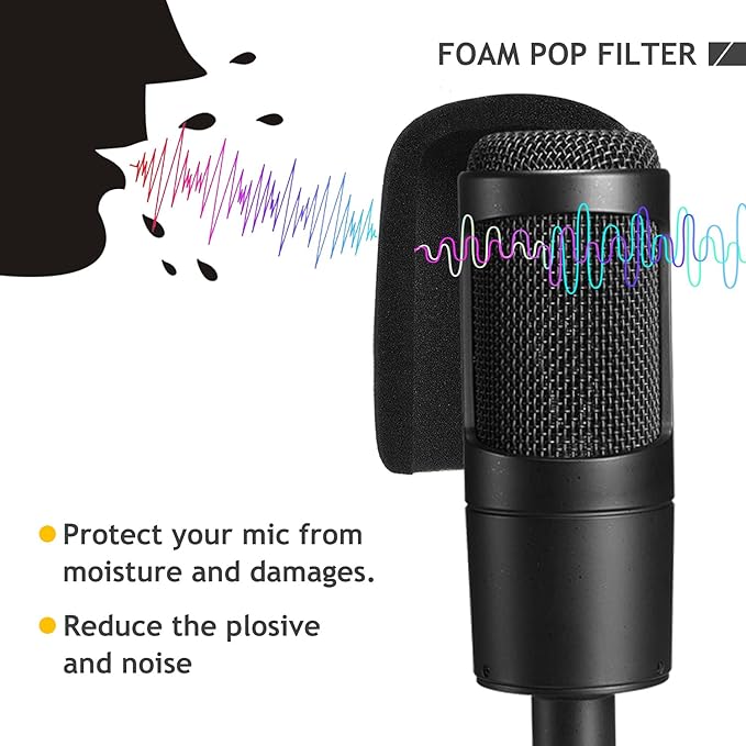 AT2020 Mic Stand with Shock Mount and Pop Filter, Suspension Scissor AT2020 Boom Arm Stand with Upgraded Heavy Duty Clamp for Audio Technica AT2020 AT2020USB+ AT2035 Condenser Studio Mic
