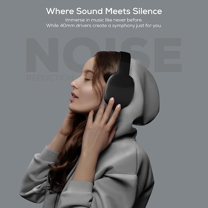 Gabba Goods Wireless Over Ear Bluetooth Headphones with Microphone - Wireless Headset -Noise Reduction - Bluetooth, Wired,Built in Micro SD for Travel, Home, Work TV,PC,Gaming,Cellphone (Black)