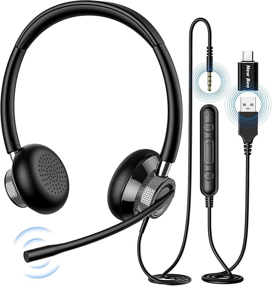 New Bee USB Headset with Microphone RGB Headphone Stand