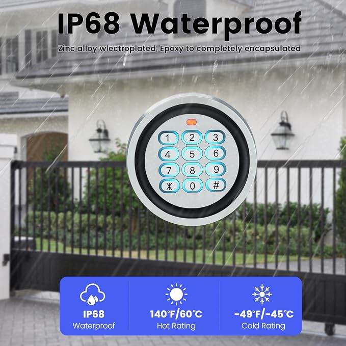 Security Wired Access Control Keypad, Metal Door Keypad, PIN Code & ID Card Key pad, Digital Code Entry Gate Keypad for Garage Door, Swing Sliding Gate Opener, Magnetic Lock and Access Control System