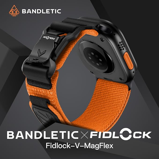 Bandletic Compatible with Apple Watch Ultra 3 Band Men, Wide Stretchy Sport Strap with Magnetic Fidlock V-Buckle for iWatch 49mm(Ultra 3/2/1),46mm(11/10),45mm(9/8/7),44mm(SE3/SE2/SE/6/5/4),42mm(3/2/1)