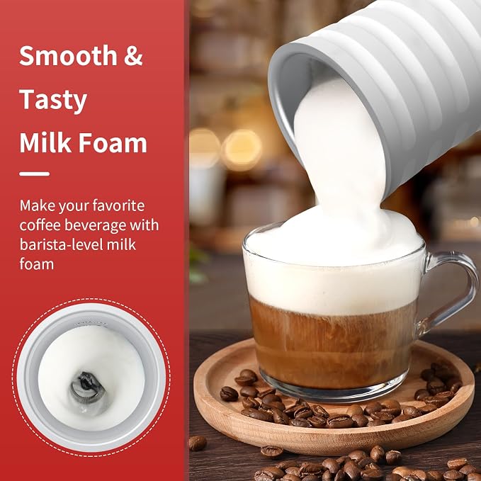 Electric Milk Steamer and Frother, Hot & Cold Foam Milk Warmer with Temperature Control, Auto Shut-Off Frothers for Coffee, Latte, Cappuccino, Macchiato
